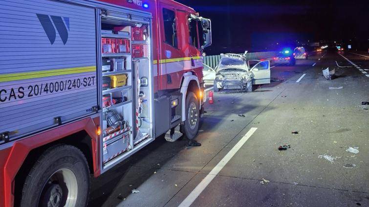 Dálnici D1 u Hulína uzavřela na několik hodin dopravní nehoda dvou osobních vozidel