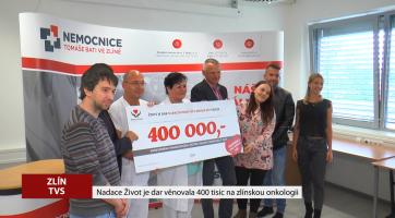 Nadace život je dar věnovala 400 tisíc na zlínskou onkologii