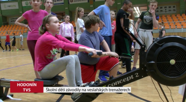 Školní děti závodily v Hodoníně na veslařských trenažerech