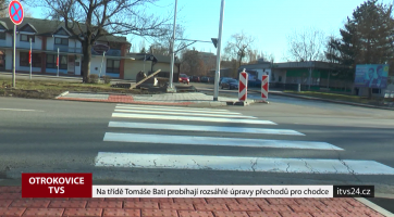 Na třídě Tomáše Bati probíhají rozsáhlé úpravy přechodů pro chodce