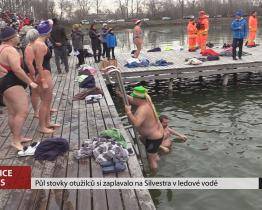 Půl stovky otužilců si na Silvestra zaplavalo v ledové vodě