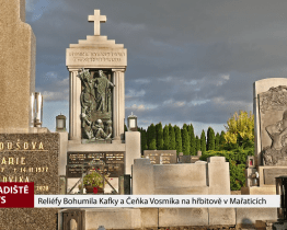 Reliéfy Bohumila Kafky a Čeňka Vosmíka na hřbitově v Mařaticích