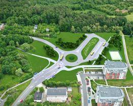 Výstavba nové okružní křižovatky a točny MHD na Jižních Svazích jde do finále