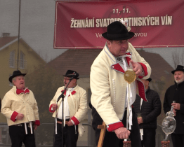 Na veselském náměstí Míru se poprvé otevírala Svatomartinská vína